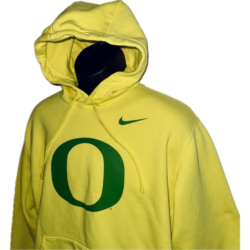 Nike Oregon Ducks Yellow Hoodie  Mens Large Fleece Long Sleeve Sweatshirt NCAA